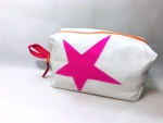 Segeltuch Kulturtasche groß mit pinken Stern und Innentaschen